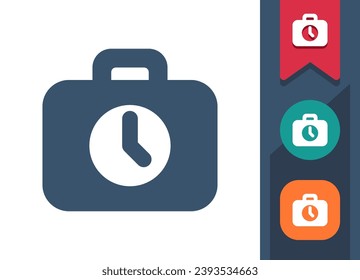 Icono de maletín. Maleta, Equipaje, Equipaje, Reloj, Plazo. Icono de vector perfecto en píxeles y profesional.