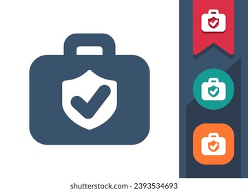 Briefcase Icon. Suitcase, Luggage, Baggage, Checkmark, Check Mark, Tick. Professional, pixel perfect vector icon.