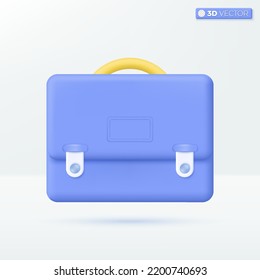 Briefcase icon symbols. Businessman, learning, schoolbag, finance, Education concept. 3D vector isolated illustration design. Cartoon pastel Minimal style. You can used for design ux, ui, print ad.