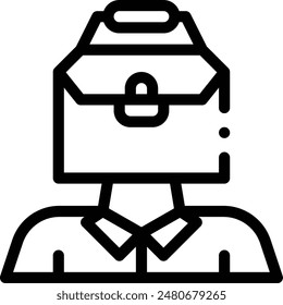 Aktenkoffer-Symbol. Dünnes lineares Design isoliert auf weißem Hintergrund