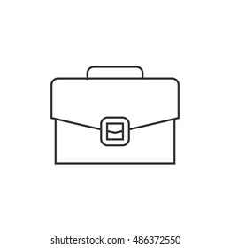 Briefcase icon in thin outline style. Office business equipment travel journey meeting
