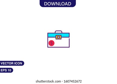 Briefcase icon in trendy flat style isolated on white background vector illustration