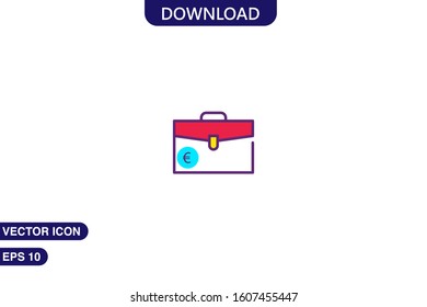 Briefcase icon in trendy flat style isolated on white background vector illustration
