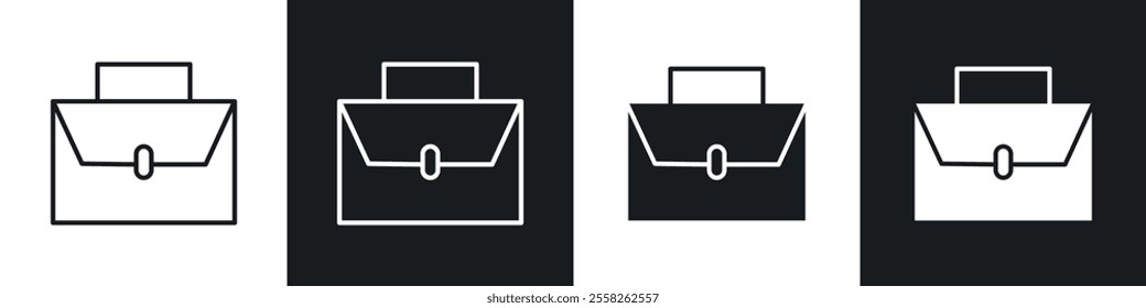 Briefcase icon vector collection in black and white.