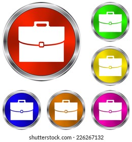 briefcase icon - vector glossy colourful buttons