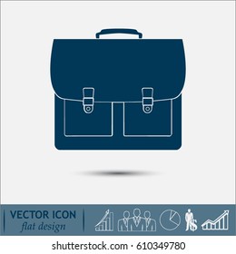 Briefcase icon, vector illustration.