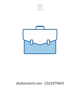 Una ilustración vectorial de icono de maletín representa una representación gráfica de la transmisión de un profesional, normalmente utilizada en interfaces y diseños digitales