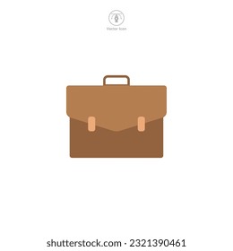 A briefcase icon vector illustration depicts a graphical representation of a professional's carry-on, typically used in digital interfaces and designs