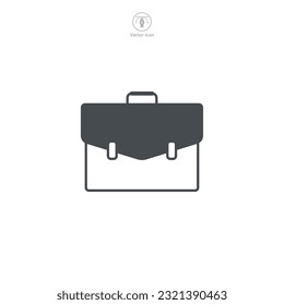 A briefcase icon vector illustration depicts a graphical representation of a professional's carry-on, typically used in digital interfaces and designs
