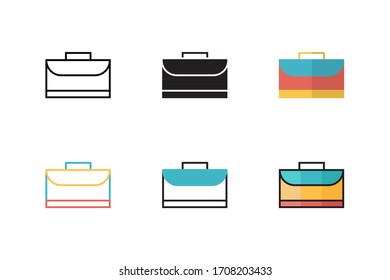 briefcase icon vector illustration with different style design. isolated on white background