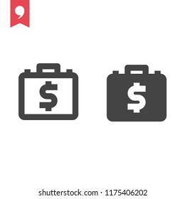 Briefcase icon, vector illustration. Flat design style