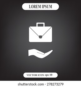 Briefcase icon, vector illustration. Flat design style