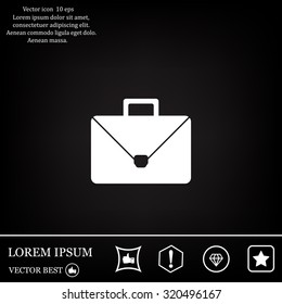 Briefcase icon, vector illustration. Flat design style