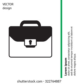 Briefcase icon, vector illustration. Flat design style