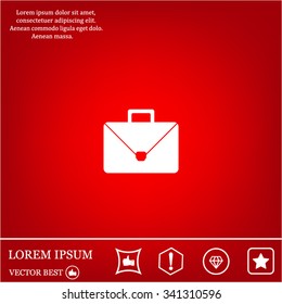 Briefcase icon, vector illustration. Flat design style