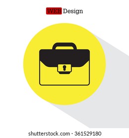 Briefcase icon, vector illustration. Flat design style