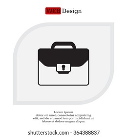 Briefcase icon, vector illustration. Flat design style