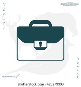 Briefcase icon, vector illustration. Flat design style
