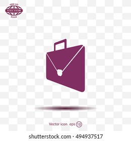 Briefcase icon, vector illustration. Flat design style