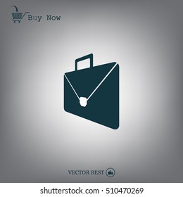 Briefcase icon, vector illustration. Flat design style