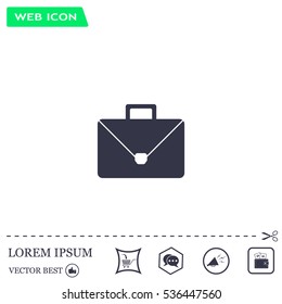Briefcase icon, vector illustration. Flat design style