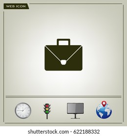 Briefcase icon, vector illustration. Flat design style
