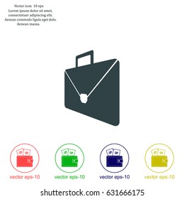 Briefcase icon, vector illustration. Flat design style
