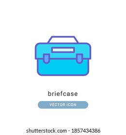 briefcase icon vector illustration. briefcase icon lineal color design.