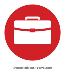 Briefcase icon vector isolated on flat red round button illustration