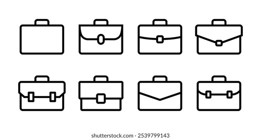 Conjunto de vetores de ícone de porta-arquivos. Sinal e símbolo da mala. Sinal de pasta de trabalho profissional. Pictograma da bagagem.