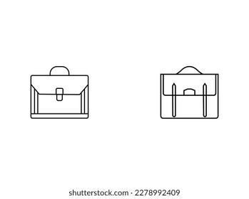 Briefcase Icon Vector - Sign or Symbol .Vector black briefcase icons set . Briefcase Icon in black line style icon.  vector isolated on white background. Vector EPS 10.