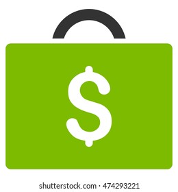 Briefcase icon. Vector style is bicolor flat iconic symbol with rounded angles, eco green and gray colors, white background.