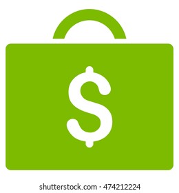 Briefcase icon. Vector style is flat iconic symbol with rounded angles, eco green color, white background.