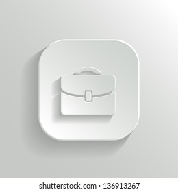 Briefcase icon - vector white app button with shadow