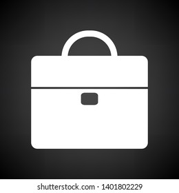 Icono de maletín. Blanco sobre fondo negro. Ilustración vectorial.