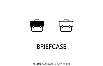 Briefcase icons with 2 styles outline icon, glyph icon, vector stock