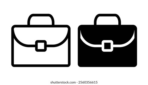 Briefcase Icons. black and white vector illustration set.