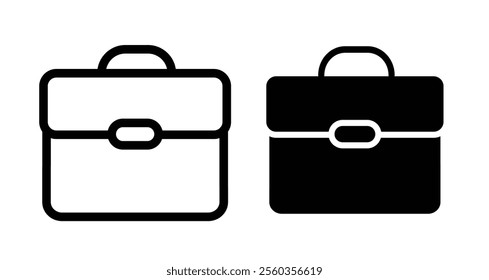 Briefcase Icons. black and white vector illustration set.