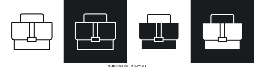 Briefcase icons collection in black and white solid and line style