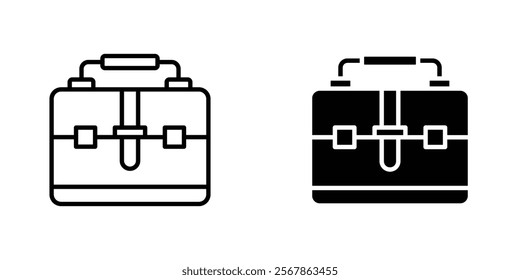 Briefcase icons collection in Filled flat and thin line style.