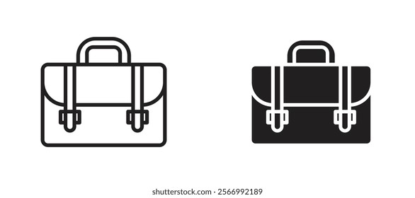 Briefcase icons in outline and fill. vector illustration for ui.
