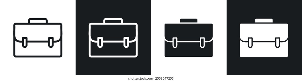 Briefcase icons pack in black and white filled and outlined versions.