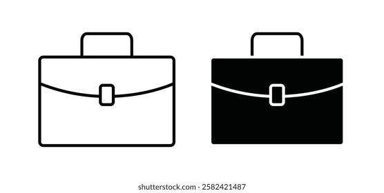 Briefcase icons pack vectors in black flat and strokes