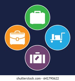 Briefcase icons set. set of 4 briefcase filled icons such as luggage