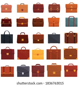 Briefcase icons set. Cartoon set of briefcase vector icons for web design