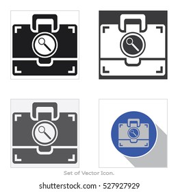 Briefcase icons. Set of flat style. Vector illustration.