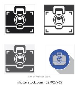 Briefcase icons. Set of flat style. Vector illustration.
