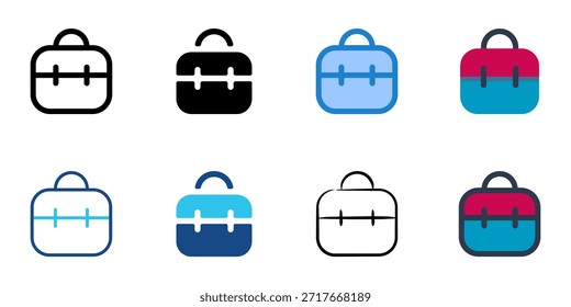 Briefcase icons set multiple style collection. Editable stroke 
