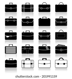 Briefcase icons set on white  background, vector illustration.