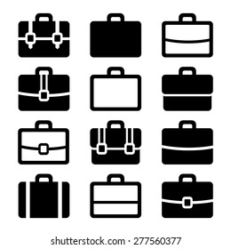 Briefcase Icons Set on White Background. Vector